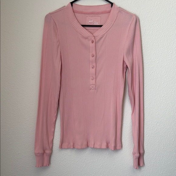 aerie Tops - Aerie Ribbed Long Sleeve Henley